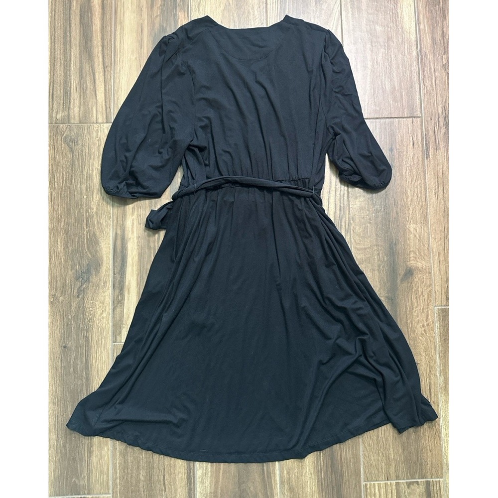Draper James RSVP‎ Black Wrap Dress XXL 3/4 Sleeve Tie Waist Casual - Picture 2 of 7